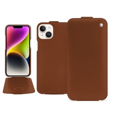Housse cuir Apple iPhone 15 Plus -  - Marron - Cuir lisse