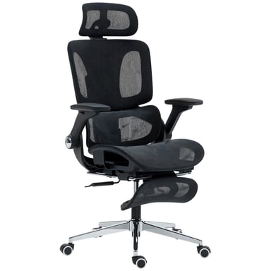 Roline Chaise de Bureau Ergonomique Maille Noire Accoudoirs 4D 120kg