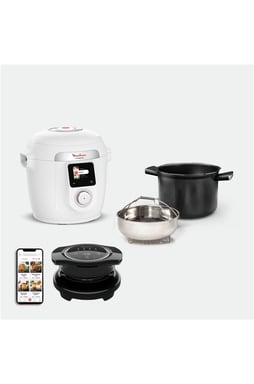 Multicuiseur haute pression Cookeo Moulinex Wifi 9-en-1 + Couvercle air fryer Extra crisp YY5855FB Blanc