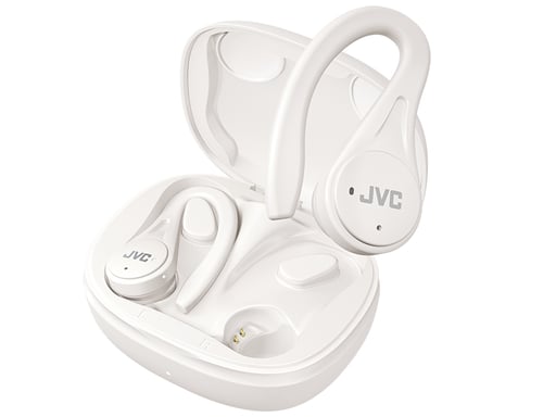 JVC HA-EC25T Cuffie stereo senza fili (TWS) con ganci all'orecchio, cuffie Bluetooth per musica/chiamate Bianco