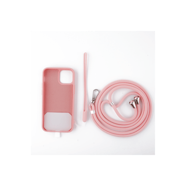 JAYM - Coque Silicone Rose pour Samsung Galaxy A14 4G / 5G - Tour de Cou et Tour de Poignet inclus - intérieur 100% microfibre