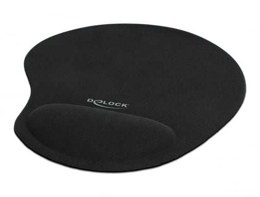 DeLOCK Tappetino mouse ergonomico con supporto per polso in gel nero 230 x 202 x 24 mm