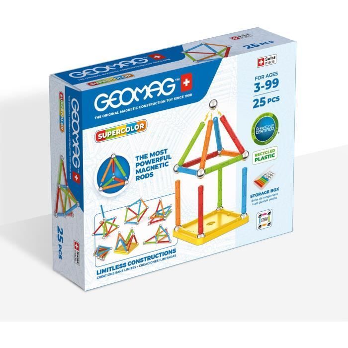 Jeu de construction magnétique GEOMAG Supercolor 25 pièces Magnétique Dès - vue 2