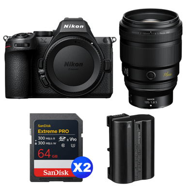 Appareil photo hybride Nikon Z5 II + 135mm f/1.8 S Plena + 2 SanDisk 64GB Extreme PRO UHS-II + Nikon EN-EL15c + Ebook ''20 astuces pour des images qui claquent''