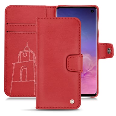 Housse cuir Samsung Galaxy S10 -  - Rouge - Cuir lisse premium