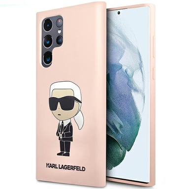 Funda Karl Lagerfeld Ikonik de silicona para Samsung Galaxy S23 Ultra, rosa