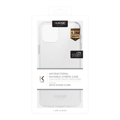 Guscio ibrido antibatterico invisibile per iPhone 12 mini, trasparente