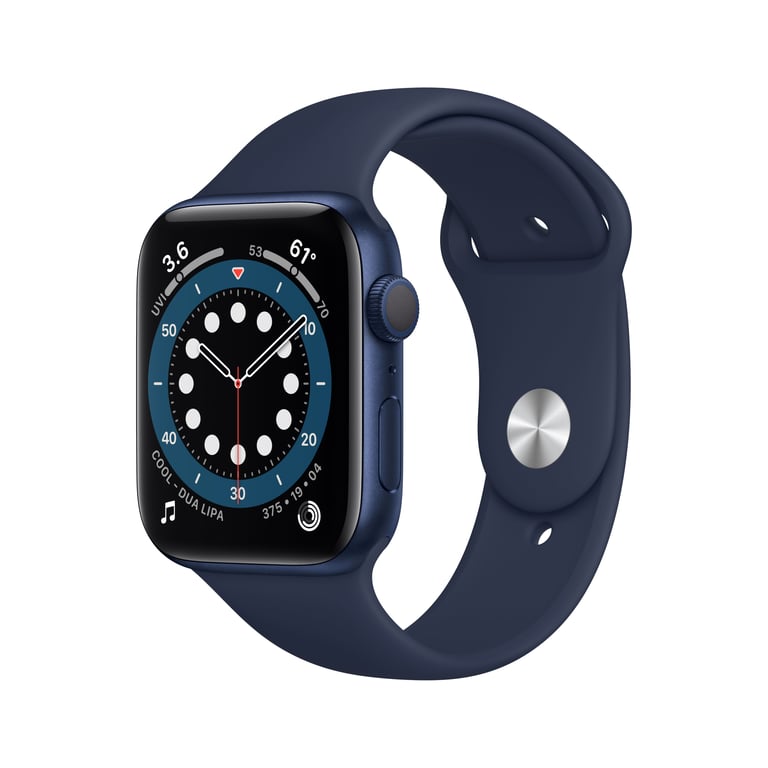 Apple Watch Series 6 OLED 44 mm Numérique 368 x 448 pixels Écran tactile  Bleu Wifi GPS (satellite) - Apple