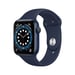 Watch Series 6 (GPS + Cellular), Boîtier en Aluminium Bleu de 44 mm, Bracelet Sport Marine Intense, bleu