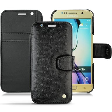 Housse cuir Samsung SM-G920A Galaxy S6 - Rabat portefeuille - Noir - Cuirs spéciaux