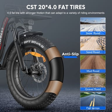 Bicicleta eléctrica plegable FAFREES F20 Max con batería LG de 48 V y 30 Ah y pantalla LCD - roja