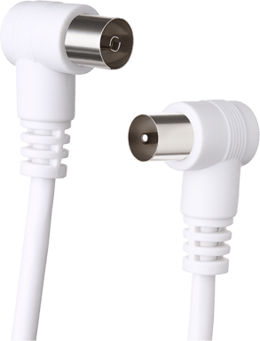 Force Power Cable coaxial TV 9.52mm acodado Macho/Hembra 2m con Adaptador Macho/Macho Blanco