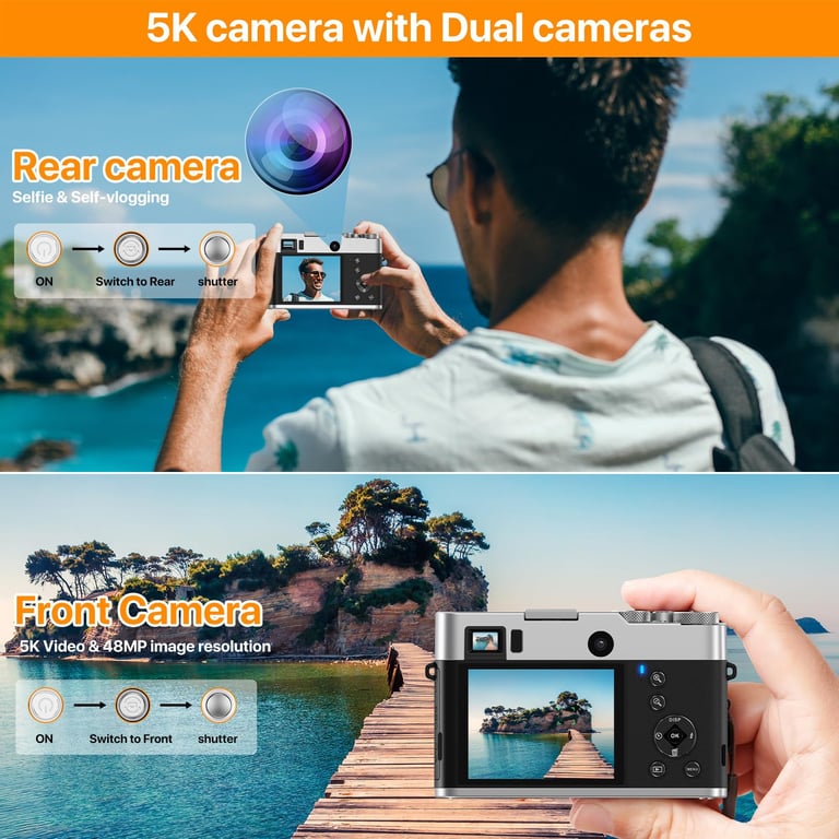 Appareil photo numérique 5K avec deux objectifs viseur autofocus et anti shake Neuf - vue 5