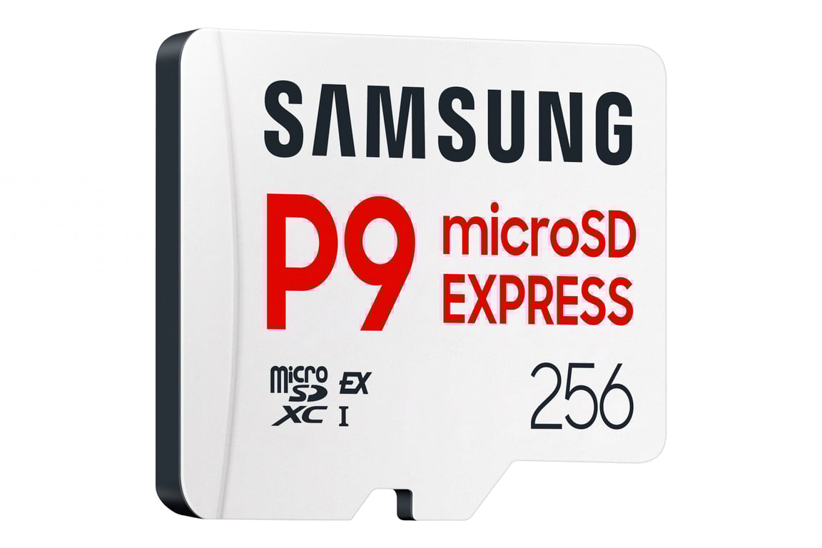 Carte mémoire Samsung Micro SDXC P9 express classe U3 V30 A1 PCIe Gen3.0x1 NVMe 1.3 Lecture SD Express 800 Mo/ UHS I 90 Mo/ 6 Prot intégré MB MK256TWW - vue 10