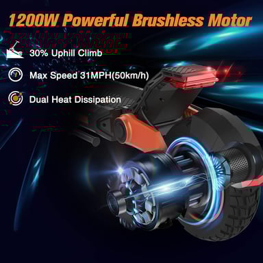 Patinete eléctrico KuKirin G3 de 10 pulgadas todoterreno, motor de 1200 W, batería de litio de 52 V y 18 Ah