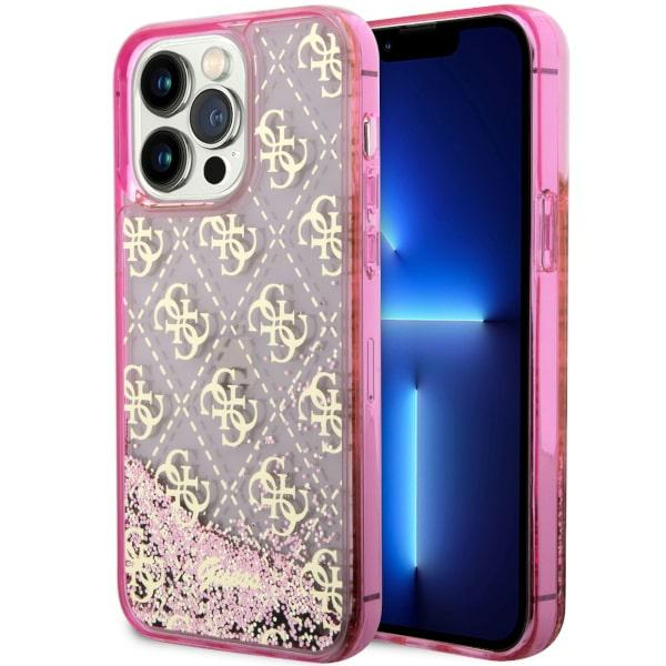 Guess Liquid Glitter Transculent 4G - Coque pour iPhone 14 Pro Max (Rose) - 3666339116262