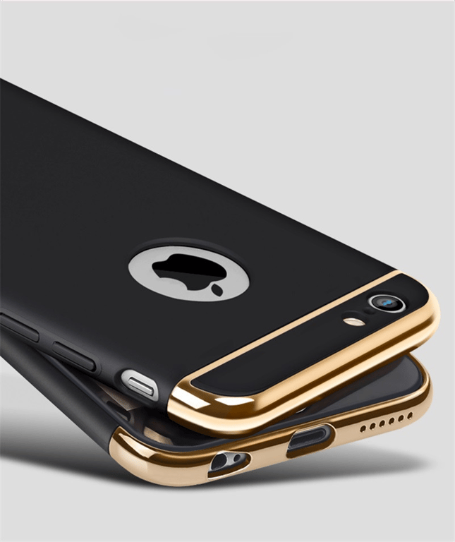 Coque 3 en 1 Anti-choc pour IPHONE 7 & 8 APPLE Protection Rigide Plaque Brillant (NOIR/OR)