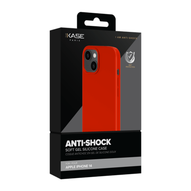 Coque antichoc en gel de silicone doux pour Apple iPhone 14, Rouge Ardent