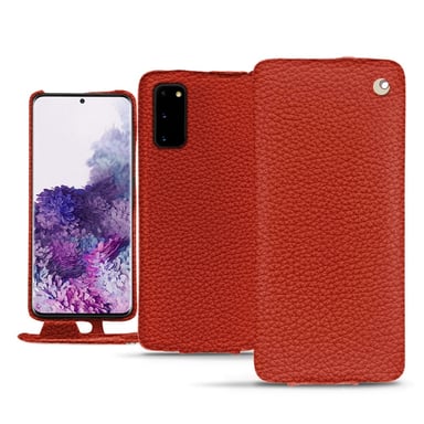 Housse cuir Samsung Galaxy S20 -  - Orange - Cuir grainé