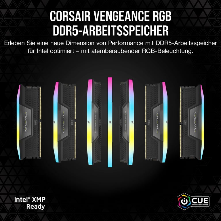 Corsair Vengeance RGB CMH32GX5M2B6600C38 module de mémoire 32 Go 2 x 16 Go DDR5 6600 MHz - Neuf