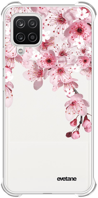 Evetane Coque Samsung Galaxy A12 anti-choc souple angles renforcés transparente Motif Cerisier