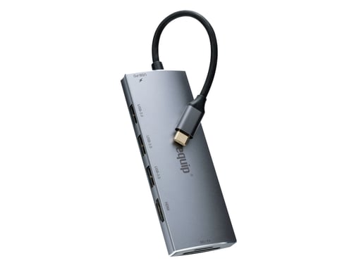 Equip Adaptador multifunción USB-C 7 en 1, HDMI, USB 3.0, TF/MICRO SD, 60W USB PD