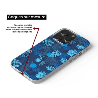 Coque en silicone - Compatible pour Google Pixel 8 - design corail bleu