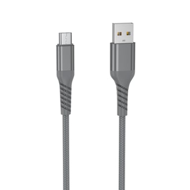 WE Cavo USB-Micro USB intrecciato in nylon e kevlar ultraresistente, 1 metro, certificato MFi, ricarica e sincronizzazione dati - grigio