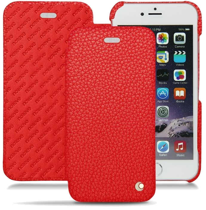Housse cuir Apple iPhone 6S - Rabat horizontal - Tomate ( Pantone 187C ) - NOREVE