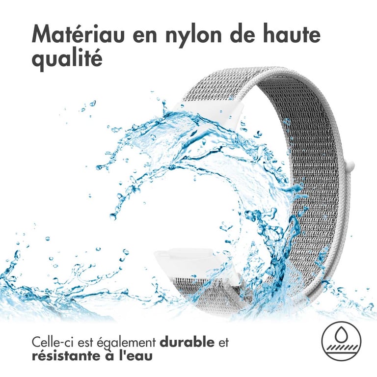 imoshion Bracelet en nylon pour Fitbit Charge 5 - Taille L - Gris clair - Neuf