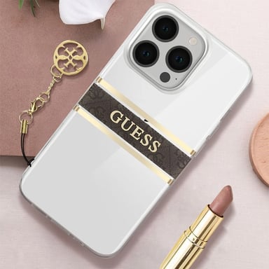 Coque pour Apple iPhone 13 Pro Stripe Charm avec breloque Marron
