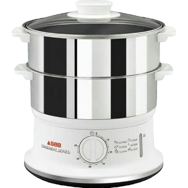 Vaporera SEB VC1451 - Práctica 980W 6L Acero Inoxidable Compactable Temporizador 60 Min Apagado Automático Diseño Moderno