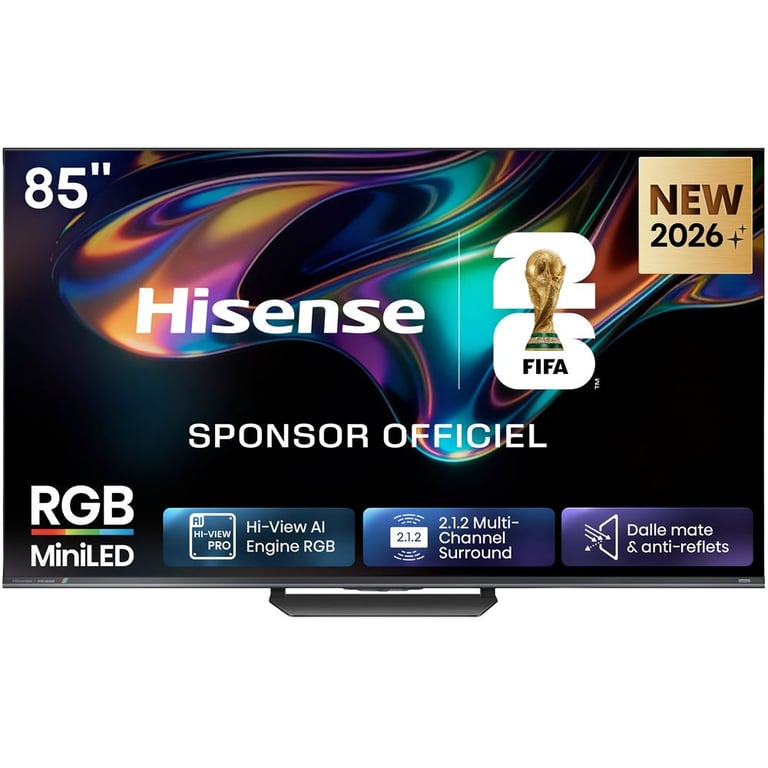 TV Hisense RGB Mini LED 4K 85UR8S 215 cm 2026 - vue 3