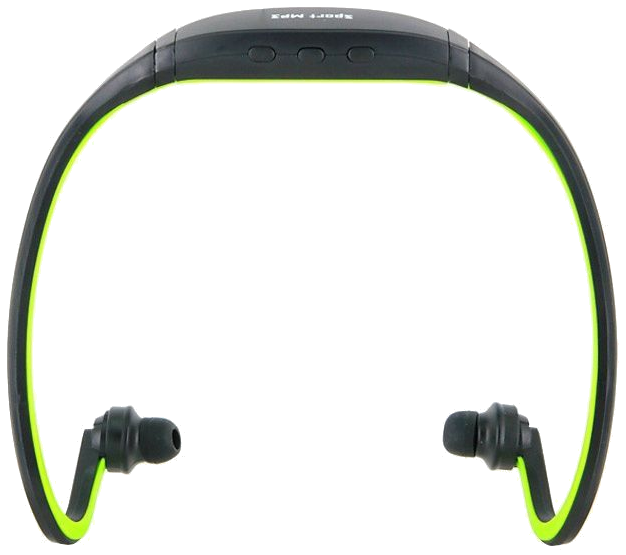 Casque MP3 Sport Sans Fil Lecteur Musique Micro SD Running Vtt Noir Vert 8 Go Plastique YONIS