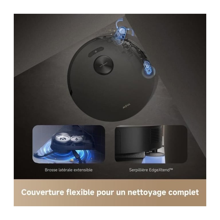 Aspirateur Robot Laveur MOVA Z50 Ultra Puissante Aspiration de 19 000 Pa Détection Multiple de la saleté en Temps réel - vue 3