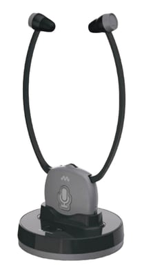 Meliconi 497339 écouteur/casque Sans fil Stéthoscope TV Socle de chargement Noir, Gris