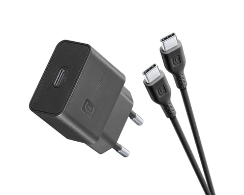 Cellularline USB-C Charger Kit 15W Le kit chargeur USB-C 15W recharge rapidement et en toute sécurité les appareils Samsung avec un port USB-C compatible avec la charge 15W.
