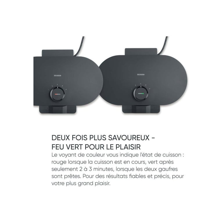 Gaufrier double Severin WA2118 1200 W plaques cœur Noir - Neuf