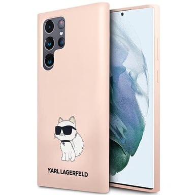 Funda de silicona Karl Lagerfeld Choupette para Samsung Galaxy S23 Ultra, rosa