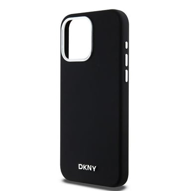 Étui DKNY pour iPhone 15 Pro Max 6.7'' noir étui rigide Liquid Silicone Small Metal Logo MagSafe