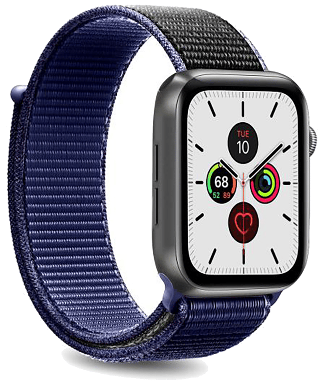 Bracelet Nylon Sport pour Watch 44mm 42-44-45 mm Bleu Foncé et noir Puro