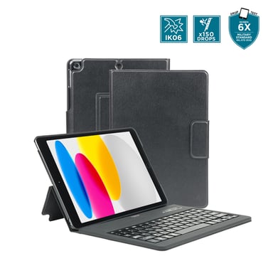 Custodia con tastiera Bluetooth per iPad 10.9'' 10th Gen - Nero