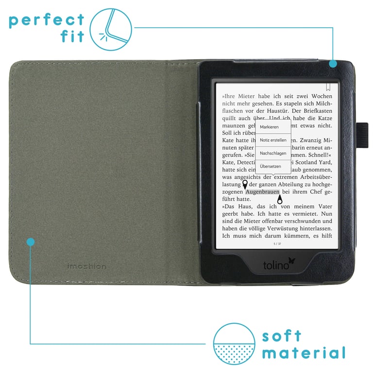 imoshion Étui de liseuse portefeuille en cuir végan pour Tolino Page 2 Neuf - vue 8