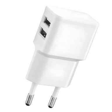 Chargeur Secteur Double USB-A 12W 2.4A Grab'N Go Compact et Léger Blanc