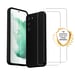 EVETANE Coque Samsung Galaxy S23 Silicone liquide Noire + 2 Vitres en Verre trempé Protection écran Antichocs