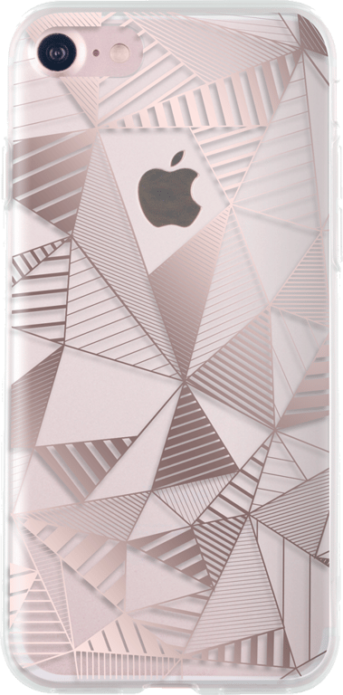 Coque semi-rigide transparente triangles rose doré pour iPhone SE (2020)/8/7