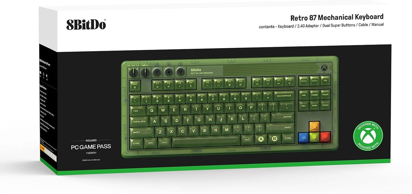 8BitDo Retro Mechanical Keyboard Xbox Edition Clavier Qwerty 87 touches DISPOSITION ANSI / ANSI LAYOUT Neuf