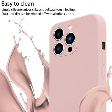 Tour de cou chaîne pour Apple iPhone 14 PRO MAX en LIQUID PINK Housse de protection en silicone avec cordelette réglable