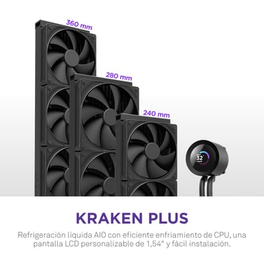 NZXT Kraken Plus 240 Procesador Sistema de refrigeración líquida todo en uno 12 cm Negro