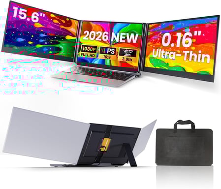 Siaviala P7 2026 Nuovo Schermo Estensibile per Computer Portatile, Triplo Schermo Portatile Ultra Leggero da 15,6'' con Display IPS FHD 1080P